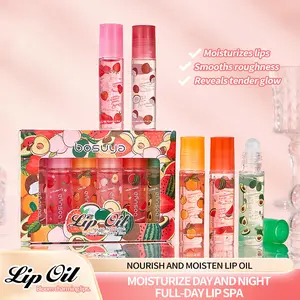 6-Pack Moisturizing Lip Oil Set with Rollerball - High-Shine Gloss for Long-Lasting Hydration & Comfort