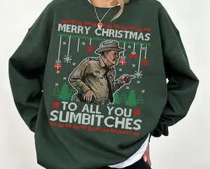 Smokey and The Bandit Ugly Christmas Sweater, Sheriff Buford T. Justice Shirt, Merry Christmas To All You Sumbitches Sweatshirt