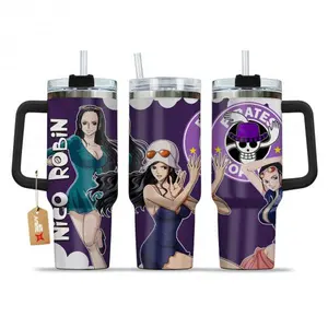 Nico Robin  V2 OOne Piecee Anime Custom Tumbler 40Oz Stainless Steel Tumbler With Handle.