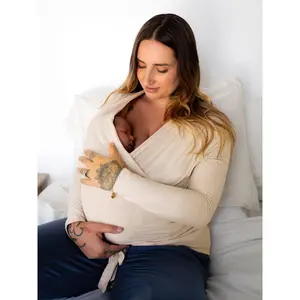 Organic Cotton Skin to Skin Long Sleeve Wrap Top | Oatmeal Heather