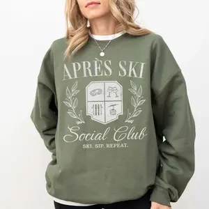 [Made USA] Apres Ski Hoodie Social Club Cozy Winter Pullover Retro Ski Snowboard Sweatshirt-Gift Comfort Cotton Blend Printed in the USA ,100% cotton