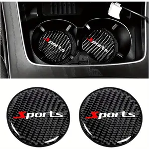 Set of 2 Carbon Fiber Coasters Designed for Car Cup Holders, Featuring a Non-Slip Design And Measuring 2.75 Inches, Perfect for Sports And Racing Enthusiasts, And Ideal for Enhancing Your Vehicle'S Interior