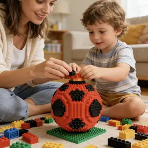 800+ Pcs Creative Football Basketball Building Blocks Set, Soccer Lover Decoration, Desk Display Art Decor, Ideal Gift for Christmas, Halloween, Birthday