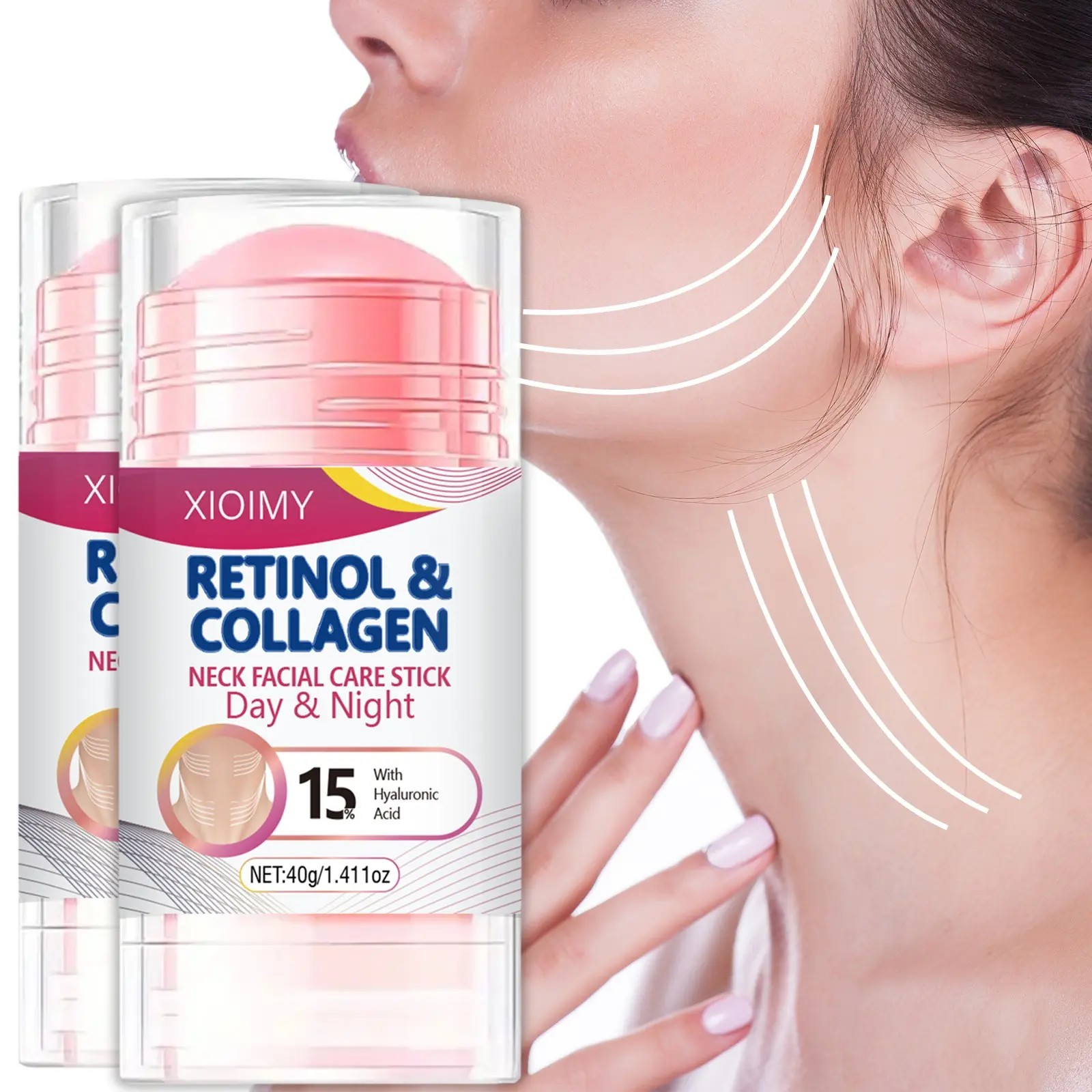 2pcs Retinol Collagen Neck Care Duo Stick, Brighten Skin, Radiant, Hydrate, Hydrating, Smooth, Smoother, Anti-Wrinkle, Strong Moisture Lock, Firming Balm, Moisturizing, Moisturizer, Hydration Boost, Beauty Products