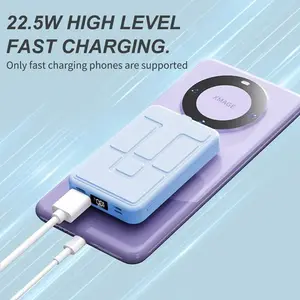 10000mAh Magnetic Power Bank with Foldable Stand – 22.5W Fast Charging Portable Charger, Two-Way Quick Charge Compatible with Phones and Tablets Slim Hard Clear Case