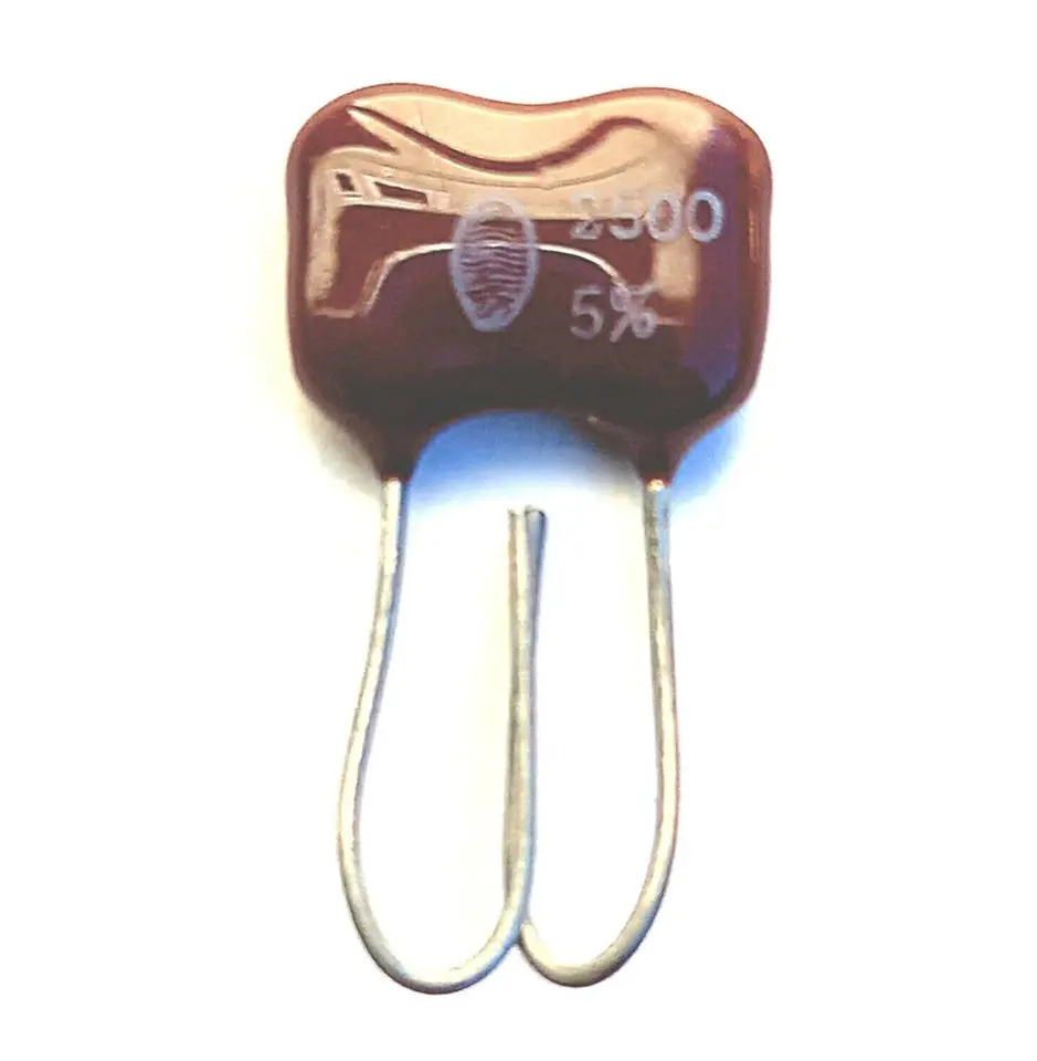 2500pF, 500 Volt, Dipped Silver Mica Capacitor +/-5%, 125 DegC