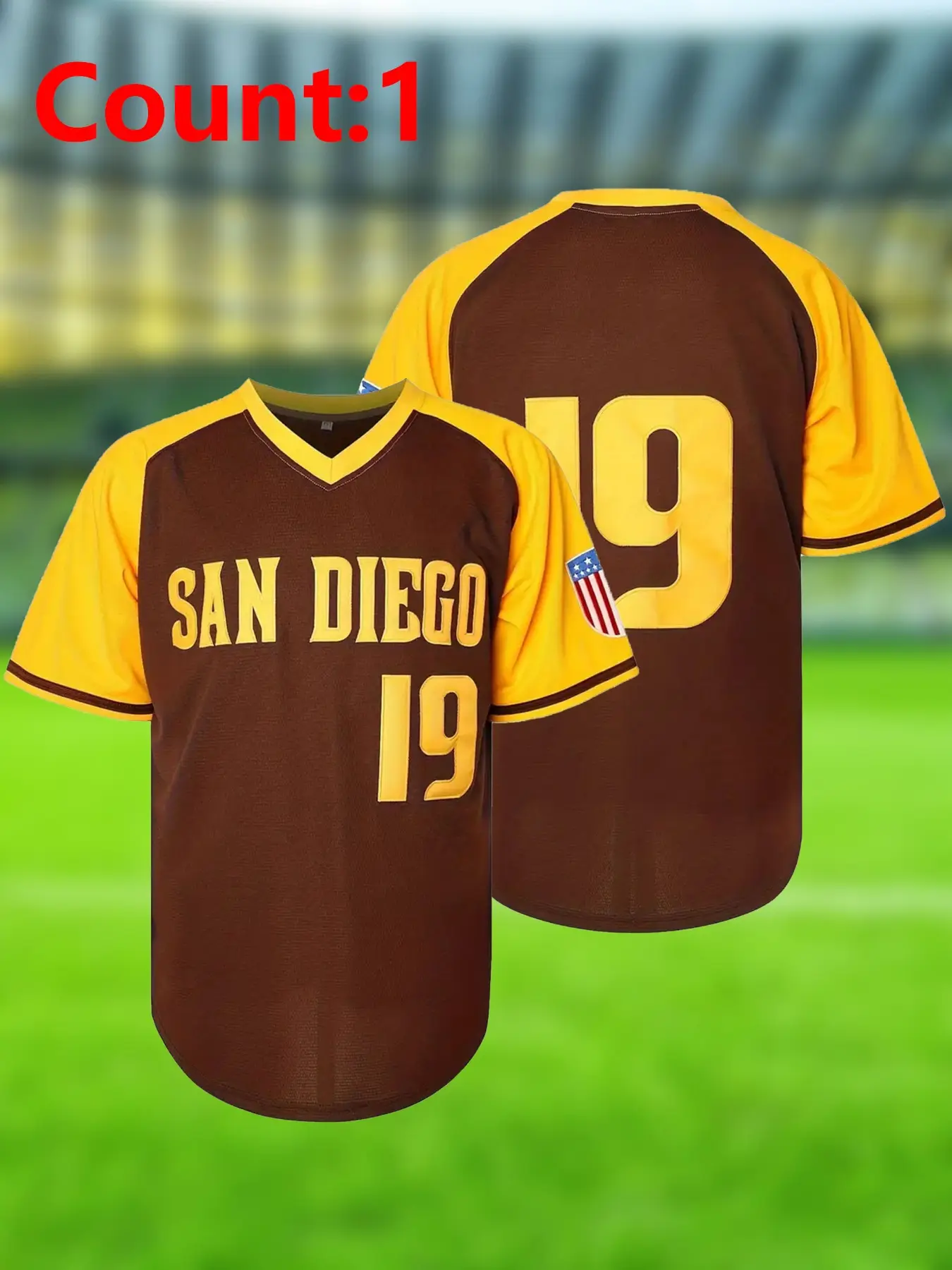 Men's Classic Design 19# Baseball Jersey Shirts, Stylish Jersey, Retro Stretchy Breathable Sports Shirt, Sports Top for Training and Parties, Fitted Embroidered Button Uniform