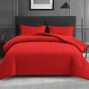 California King Size Comforter 7 a Bag - Down Alternative with, Pillowcases  Shams, Duvet Insert, Black and Red