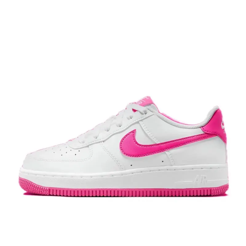 NIKE Women's & Youth Air Force 1 Low Laser Fuchsia - Cushioned Leather Lifestyle Sneakers for Daily Fashion, Stylish Sneaker