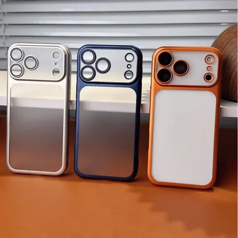 Polycarbonate (PC) Translucent Frosted Matte Grip Electroplated Cellphone Case with Camera & Screen Protection, Shockproof Slim-Fit Casing for iPhone 12-17 Series (12,13,14,15,16 Plus,17 Pro Max,17 Pro,Air) for Handheld Devices