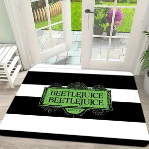 B-Beetlejuice Movie Floor Mat Flannel Rug Ultra Soft, High Water Absorbent & Hypoallergenic, Machine Washable HD Custom Printed Non-Slip Floor Mat for Bathroom, Kitchen Bedroom