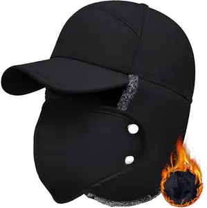 Mens Winter hat Utumn and Winter Knitted Cap, Men's Big Head Around The Fashion Warm Cotton woo(D)