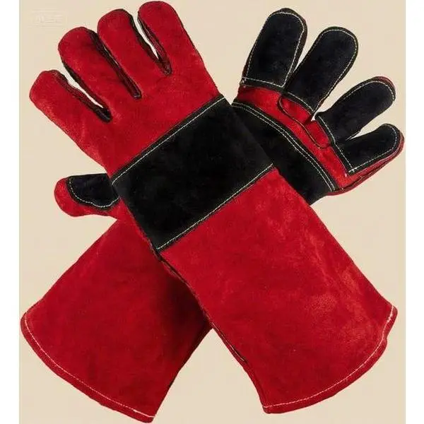 16-Inch Fireproof Flame Retardant Heat Resistant Heat Proof Leather Gloves - 932℉ Forge Welding Protection - Durable, Flexible, Reusable Mitts for Heavy Duty Work, Cooking, Allergy Free Cold Resistant Use