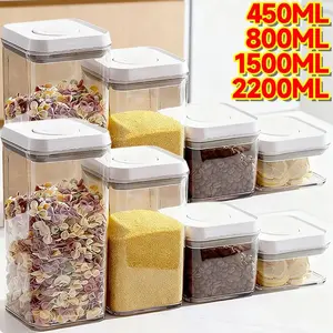 Large Capacity Transparent Kitchen Food Storage Container with Push-Button Seal Locks, Moisture-Proof, Fresh-Keeping for Grain, Coffee, Tea Pantry Organization