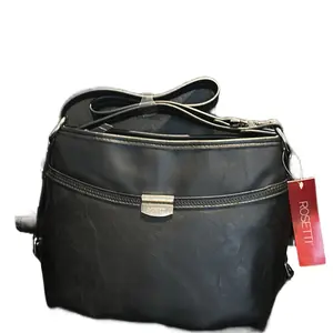 Rosetti Women's Black Leather Crossbody Bag with Adjustable Strap and Zipper Closure