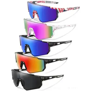 5 Pairs Youth Sunglasses Unisex Outdoor Sports Cycling Eyewear, Windproof Colorful Mirror Sunglasses For Bike Riding UV Protection