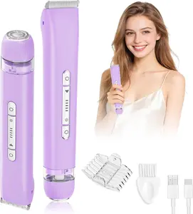 Cordless 2-in-1 Smooth Lady Shaver, IPX7 Waterproof USB-C Rechargeable Personal Care Appliance - 90-Min Battery, Floating Trimmer & Foil Shaver for Face, Legs, Travel-Friendly Gift Set