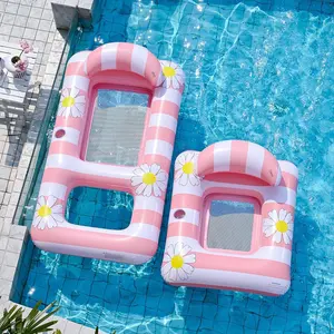 Large & Small Inflatable Pool Float Lounger for Adults & Kids, Floating Raft with Cup Holder & Footrest, Swimming Pool Rest Chair