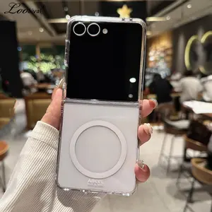 Transparent for Magsafe Hard PC Case for Samsung Galaxy Z Flip 7 6 5 4 flip7 Magnetic Wireless Charging Clear Ultra Slim Cover