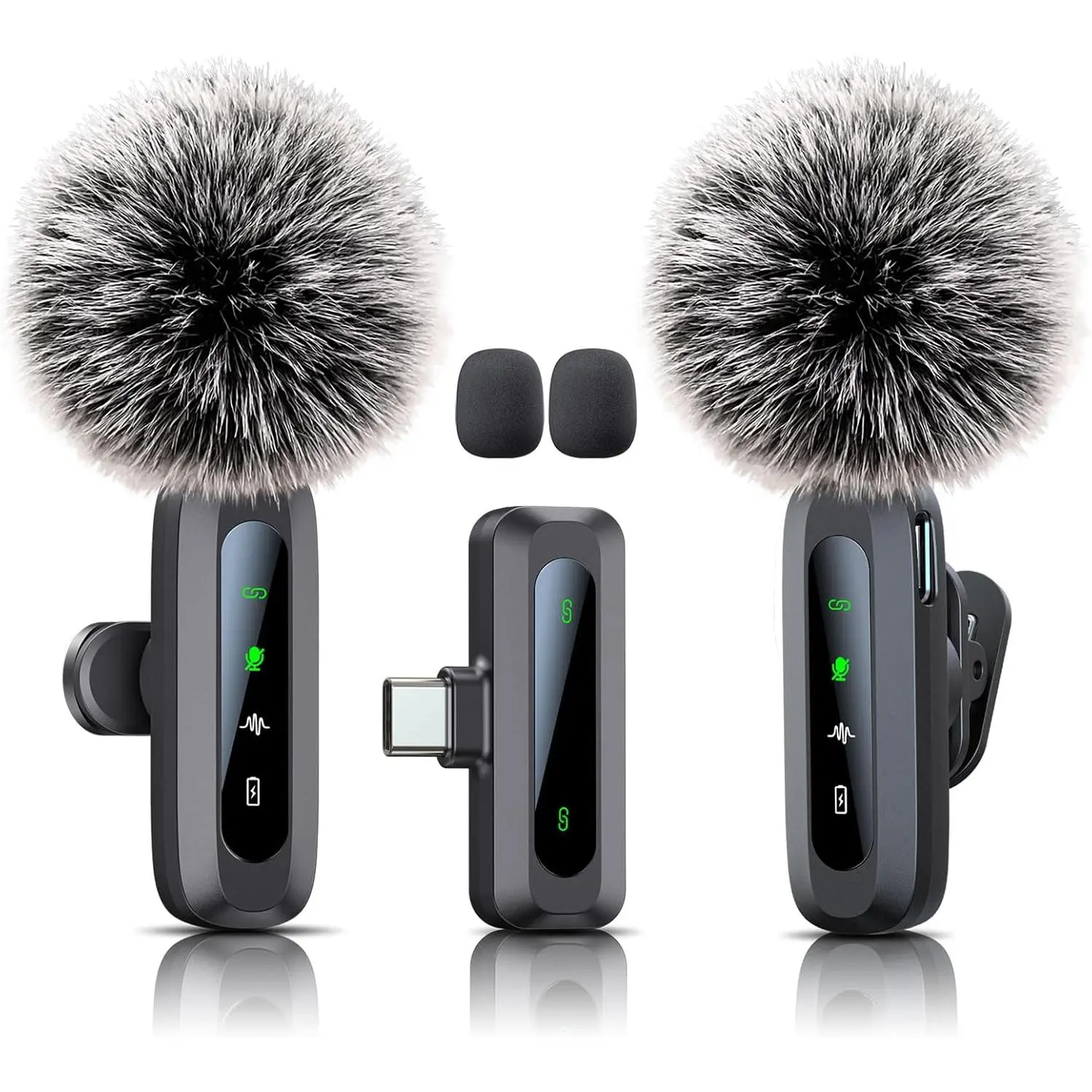 Microphone for iPhone 15-16, mini mic Wireless mic with Noise Reduction,mini Microphone LED Display -Wireless Microphones Ideal for Vlog, TikTok & Content Creation