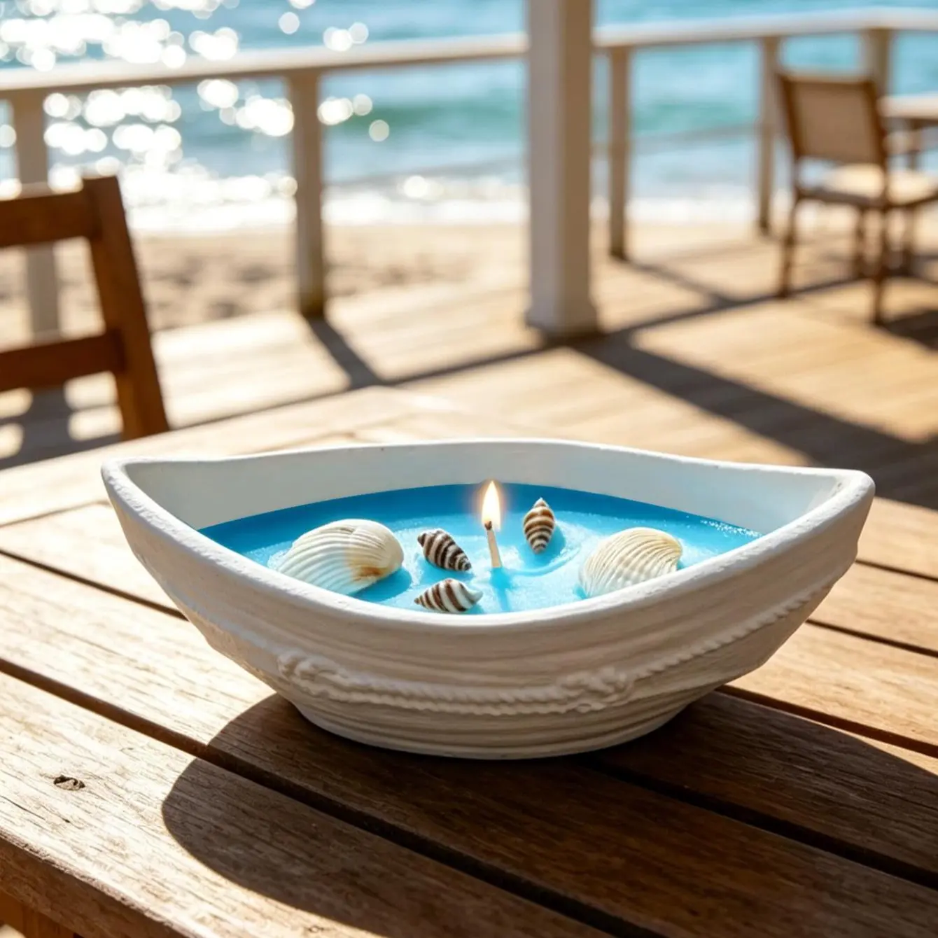 Cement hemp rope boat candles, aromatherapy candles, beach shell style candles