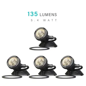 GOODSMANN Landscape Lighting 4PK Pond Lights Led Underwater Submersible Lights Fountain Lights Outdoor 5.4W 135 Lumen 2900K Warm White Low Voltage Pond Lights with Power Cord Waterproof
