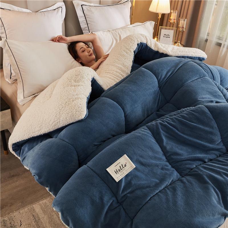 TORAX King Comforter Micromink Sherpa - Ultra Soft Warm All Season, Solid Sapphire Blue & Elegant Gray