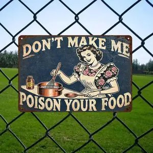 Humorous Kitchen Metal Sign Dont Make Me Poison Your Food Vintage Wall Decor Retro Tin Plaque for Home Cafe Diner Restaurant 8x12 Inches