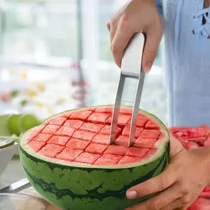 Stainless Steel Watermelon Slicer, 1 Count Durable Kitchen Tool for Easy Cutting, Perfect for Summer Parties, Essential Fruit Cutter, Fruit Vegetable Slicer, Watermelon Fork Slicer