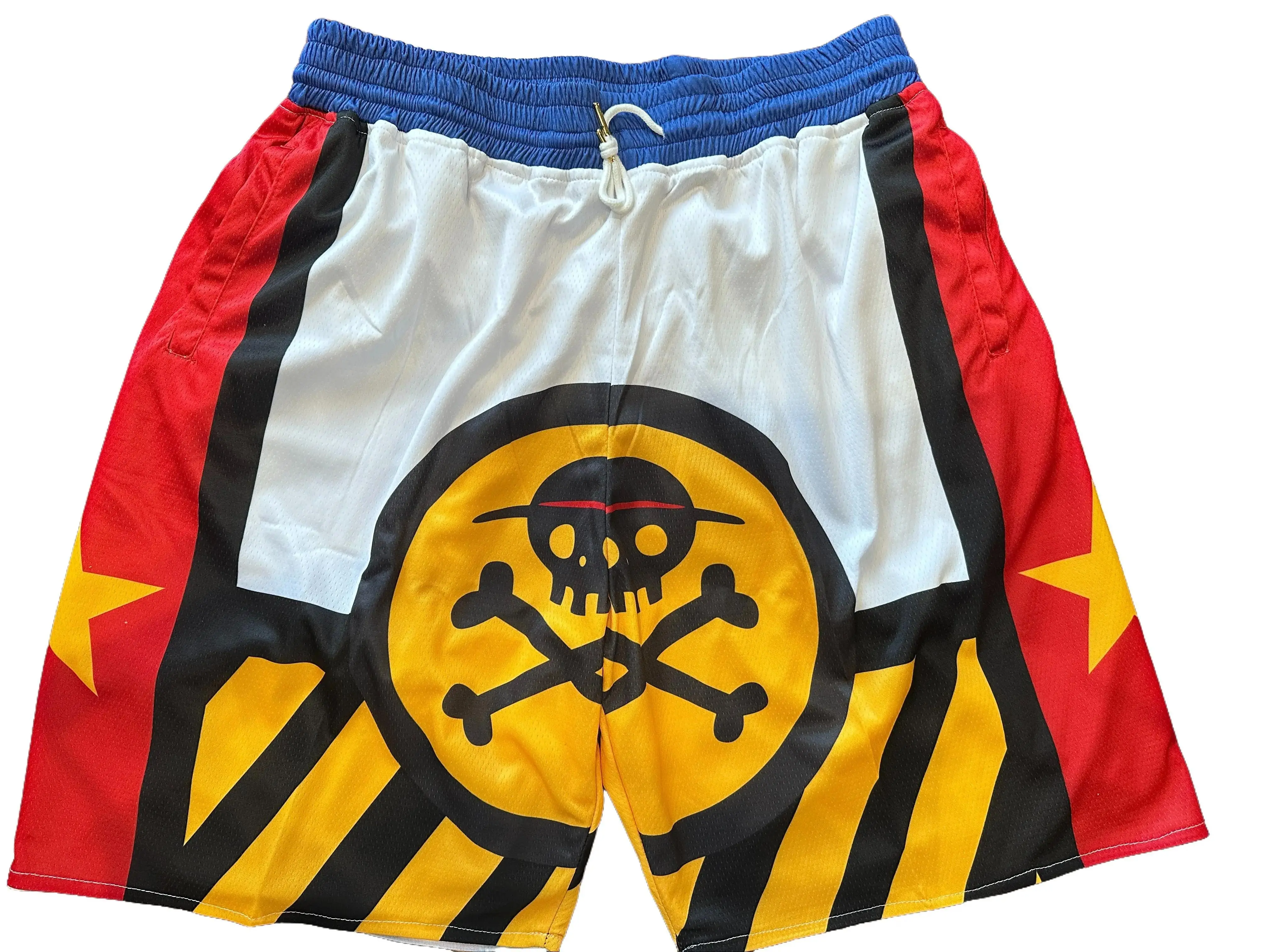 One Piece General Franky Men's Basketball Mesh Anime Shorts With Four Pockets Athletic Sweat Walking Gym Shorts