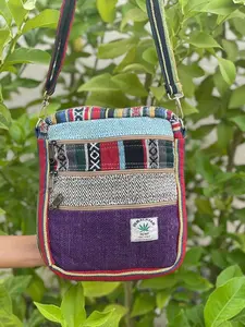 Himalayan Hemp Mini Bag: Boho Crossbody Travel Purse, 5-Pocket
