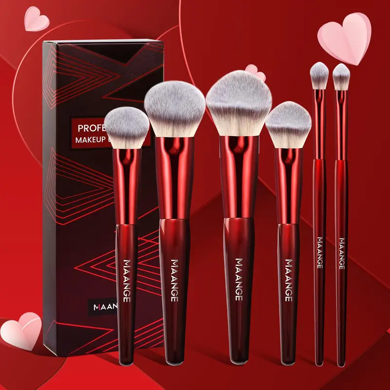6 Counts/set Makeup Brushes, Complexion Brush Set, Foundation Blush Powder Eyeshadow Contour Brush, Makeup Tools with Soft Fiber and Skin Friendly for Easy Carrying, Cosmetics, Brush Kit