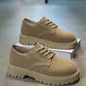 Size runs small, please order one size up.Men's Pu Leather Footwear Sandpaper Thick Sole Work Office Shoes, Office Commuting Shoes / Large Head Casual Leather Shoes, Anti-Slip Height-Boosting Commuter Shoes, Walking Shoes