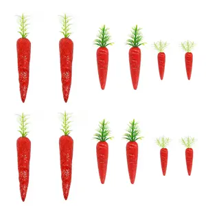 12Pcs Easter Red Carrot Decorations, Sequined Artificial Carrots. Perfect for Decorating Easter Trees and as Party Decorations for the Home.