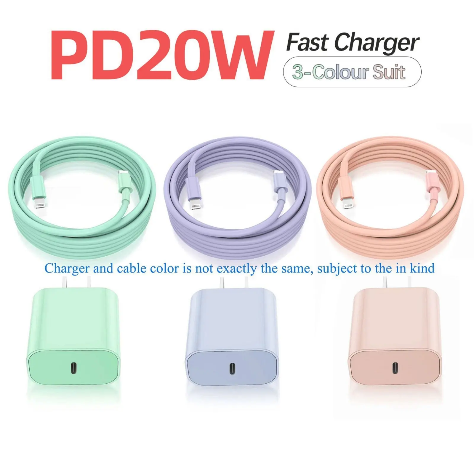 3Pack PD20W Fast Charger Adapter with 6FT USB C to Lightning Cable Cord for iPhone 14 Pro Max/14 Plus/13 MiNi/13/12/11/10/X/SE/AirPods MFi Certified Durable Charging Cable