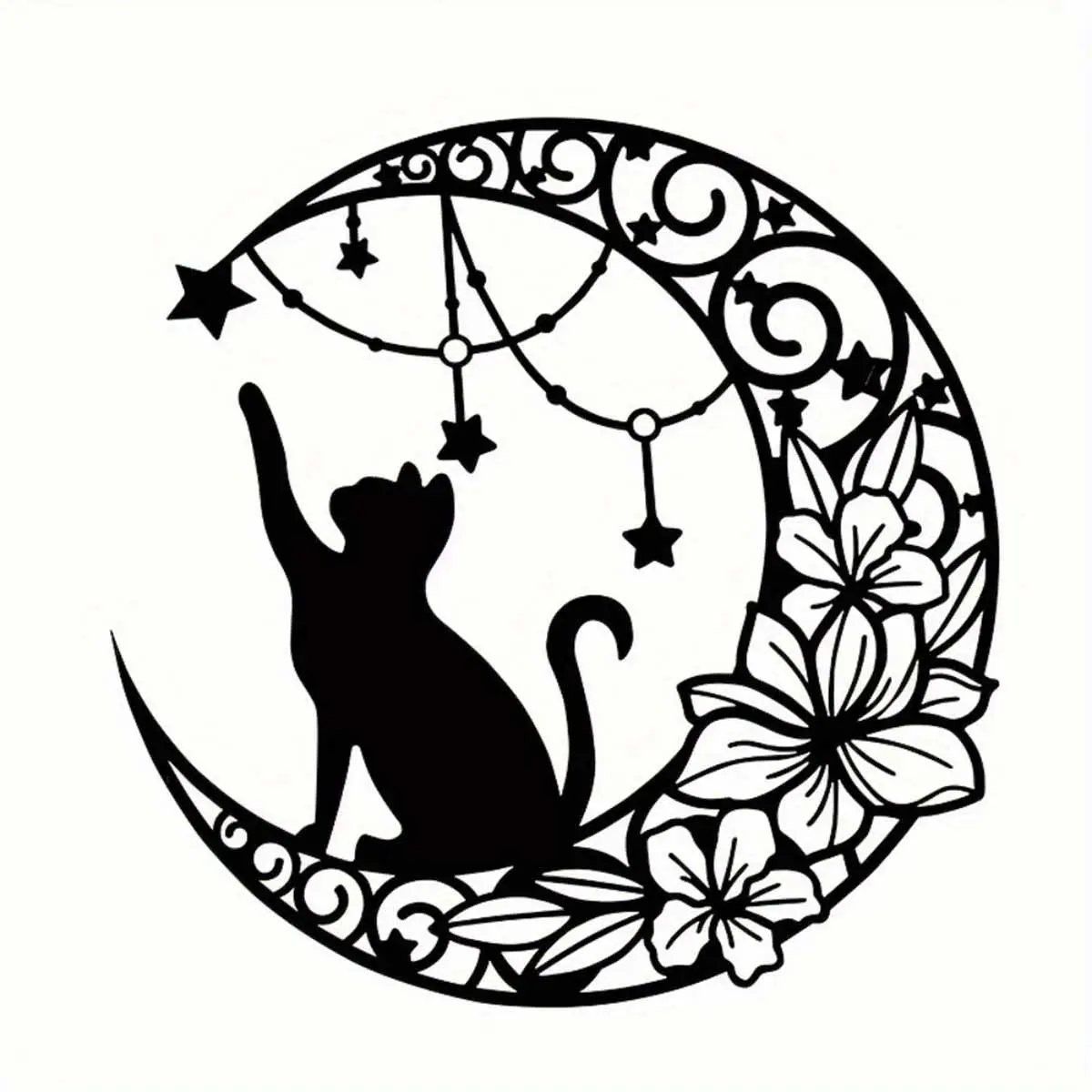 Moon & Cat Design Hanging Decor, Metal Wall Art, Wall Decor for Home Living Room Bedroom, Home Decor, Room Decor, Home Decor Ideas, Posters, Artistic