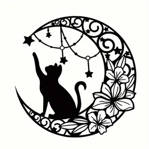 Moon & Cat Design Hanging Decor, Metal Wall Art, Wall Decor for Home Living Room Bedroom, Home Decor, Room Decor, Home Decor Ideas, Posters, Artistic