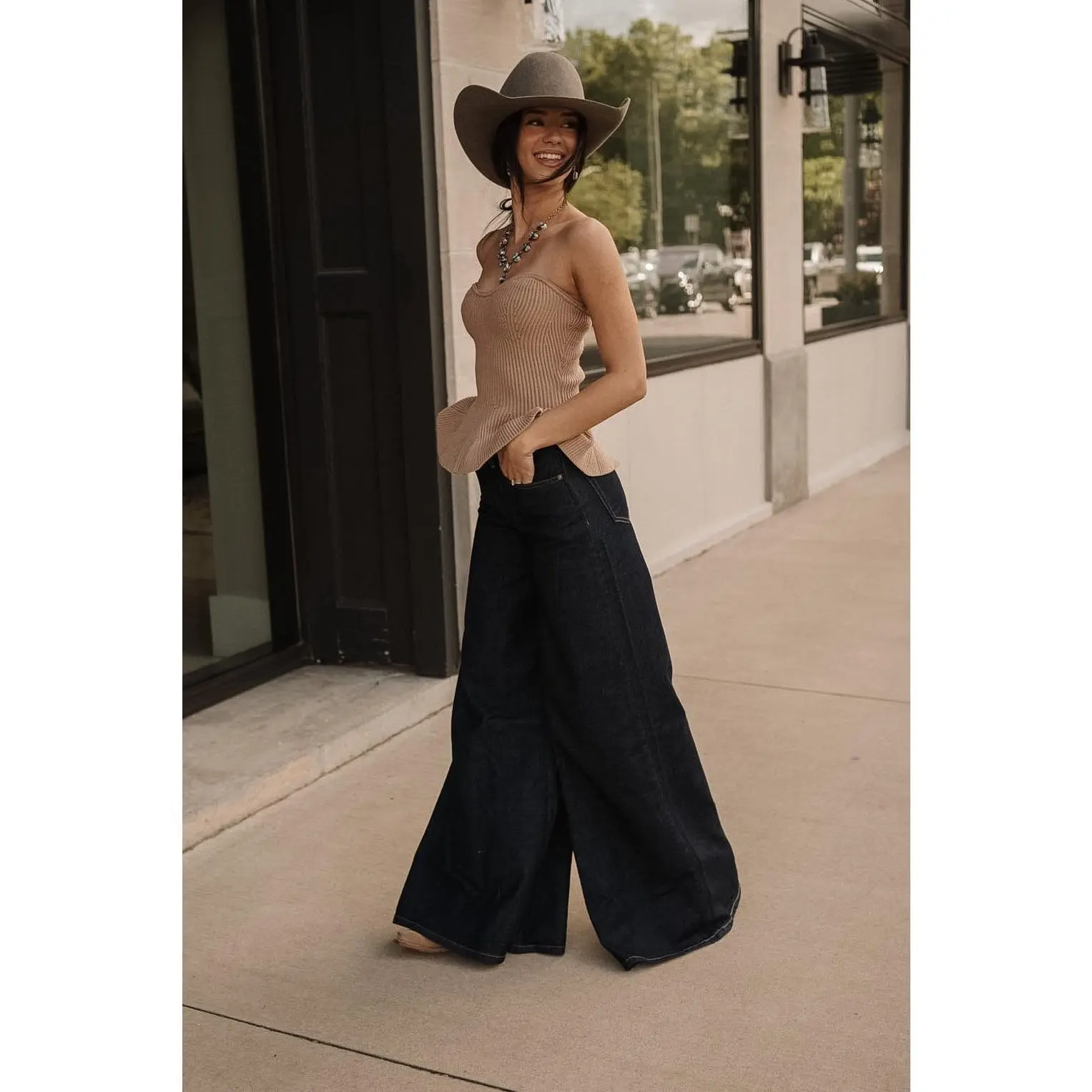 Ariat Super Wide Jazmine Jeans, Polyester, Cotton, Bottoms, High Rise, Fitted, Baggy Jeans, Flare Jeans
