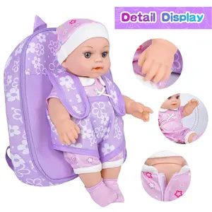 12-inch Reborn Baby Doll with Matching Purple Outfit，Paired with Backpack， Halloween/Thanksgiving / Christmas gifts