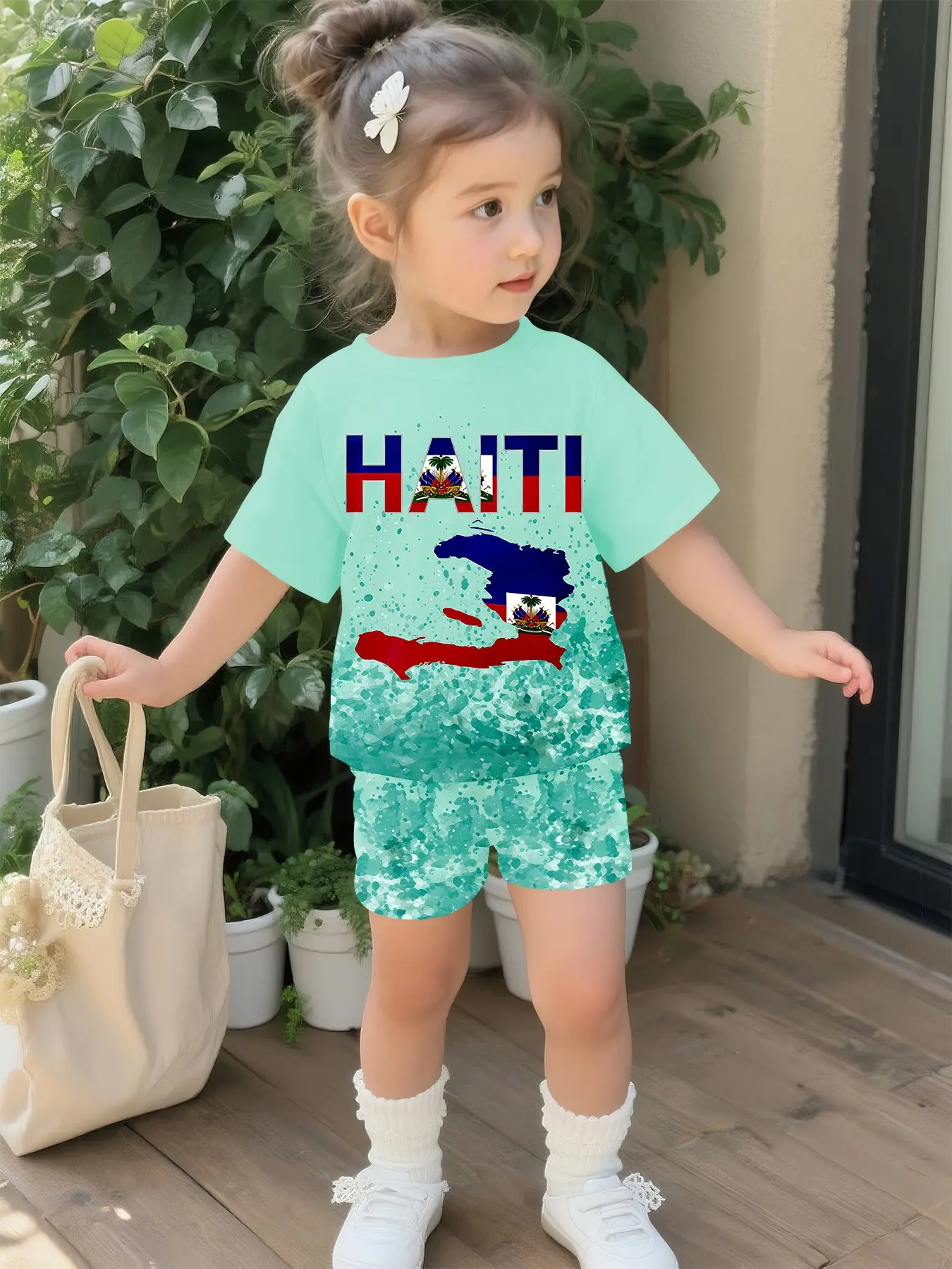 Digital printed baby girl short-sleeve suit under the starry sky, made of 100% polyester, Summer outfits set, Graphic Print Set, Clothes Sets, casual wear for baby girls, suitable for daily and outdoor sports T-shirts, a gift for infants and toddlers