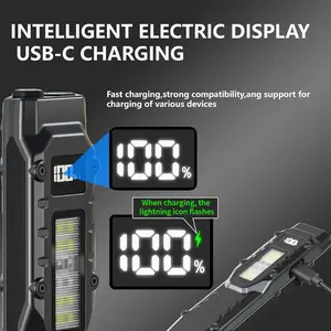 MyoTara Tactical EDC Flashlight 1000 Lumen Rechargeable Flat Design with Clip Digital Display Waterproof Drop Resistant for Hiking Camping Emergency Gifts for Men