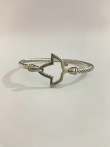 Women Pink and Green Greek Symbol Design Silver Sorority Ivy Hook Connecting Maple Leaf Cable Bracelet