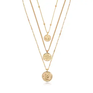 Ettika Three Coins Necklace Set 18k Gold Plated Rhodium Plated Brass Steel Zinc 15-17" Adjustable Length Clasp Closure Jewelry