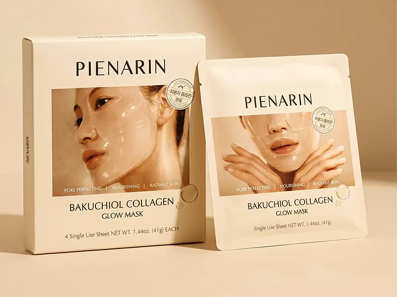 Bakuchiol Collagen Glow Mask – Hydrating Hydrogel Face Mask for Firmer, Radiant-Looking Skin | 9-Peptide & Low-Molecular Collagen Sheet Mask for Dry, Tired, Uneven Skin (1.44oz/41g x 4ea)
