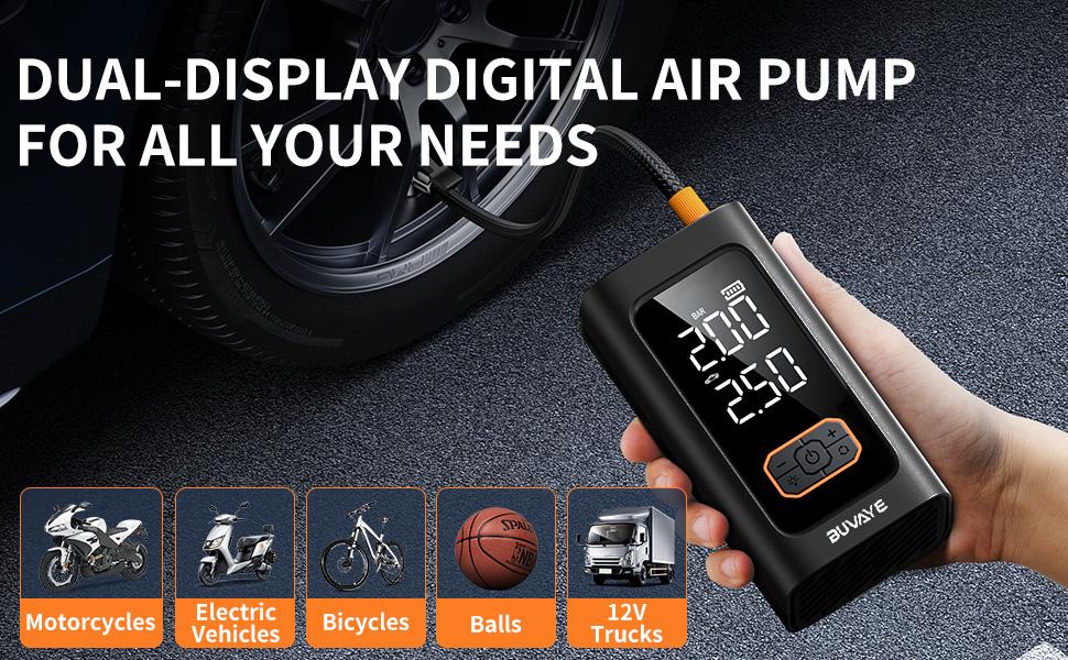 Portable Car Mounted Inflation Pump & Emergency Starting Power Supply, Multi-Function Battery Power Bank for Auto Ignition and Tire Inflation