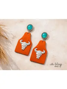 Women's Cow Skull Ear Studs - Western Cowboy Drop Earrings for Women, Take A Number Fashion Costume Jewelry Accessories, Earring For Women