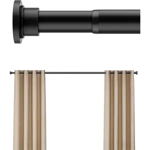 Tension Rod by, 42 to 123 Inches, Anti-Slip Rods No Drilling, Apartment Renter Friendly Tension Rods for Windows,,, Room Divider, Black