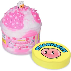 Peachybbies Strawberry Cow Cloud Slime - Made in USA Premium, 100% Authentic, 7 oz., Scented for Kids, ASMR, Slime Charms, Fidget Toys