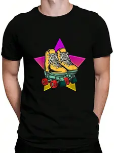 100% Cotton Inline Skates Roller Eighties Outfit Men Women Rollerskates T-Shirt Women's Men's Graphic Tee Crew Neck summer vacation Tops