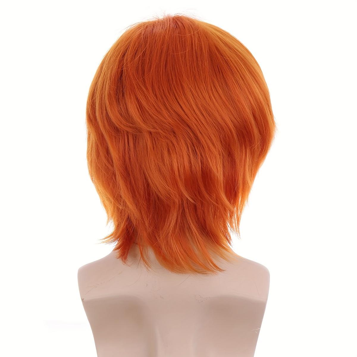 12-Inch Full Cosplay Wig Suitable for Both Men And Women, Featuring a Spiky Design in Green, Orange, Black, White, And Blue